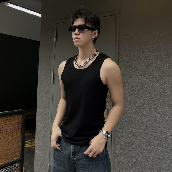 
Men's I-shaped vest thick thread fitness elastic sports casual inner wear sweat-absorbent men's versatile waistcoat American bottoming