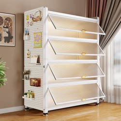 Steel Bookshelf with Doors, Dustproof Children's Bookcase, Wall-Mounted Floor-Standing Home Living Room Storage Cabinet, Iron Display Storage Cabinet