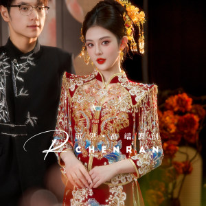 丝绒秀禾服2025新款结婚礼服中式嫁衣敬酒服高端显瘦新娘出阁婚服