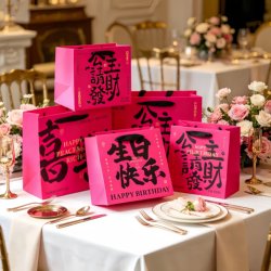 Rose Pink Romantic Girl Valentine's Day 520 Birthday Gift Packaging Gift Bag Handbag Durable Storage Paper Bag