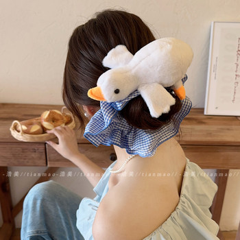 Cute big goose hair circle atmosphere tying hair ribs