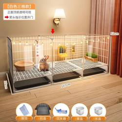 Transparent Rabbit Cage for Winter Indoor Use, Large Automatic Feces Cleaning Pet House with Wheels