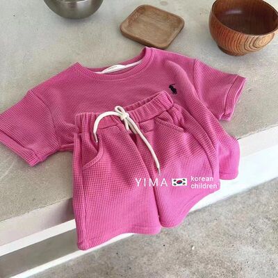 Parent-child Children's Clothing 2022 Summer Boys And Girls Casual Sports Suits Solid Color Short-sleeved Shorts Two-piece Set Trendy | 3