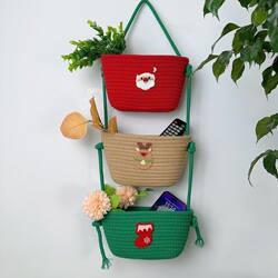 【Hot-Selling】Multi-Layer Storage Hanging Basket, New Style Storage for Dormitory, Wall-Mounted Cartoon Room, Hand-Woven Home Wall Hanging
