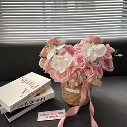 Nordic Simple Rattan and Bamboo Woven Flower Pot Set, Decorative Extra-Large Green Radish Plant Pot, Creative Flower Basket, Bear Hug Bucket