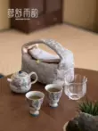 Hoa tử đằng vẽ tay, một ấm và hai cốc, ấm trà và cốc Kung Fu, kết hợp gia đình, bộ ấm trà du lịch, bộ túi vải, quà lưu niệm ấm trà đẹp Trà sứ