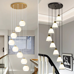 New Minimalist Staircase Chandelier, Light Luxury Loft Apartment Villa Living Room Open Space Duplex Staircase Long Line Large Chandelier