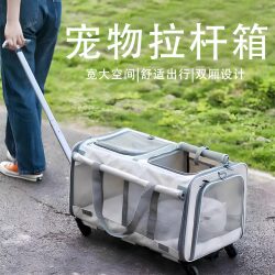 Pet Trolley Box, Large Capacity, Extra Large Cat Bag, Portable and Breathable Cat Cage for Outings, Two Small Dog Bags