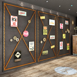 Retro Industrial Style Iron Wire Mesh Decorative Rack Wall Iron Grid Wall Screen Partition Net Bar Dance Classroom