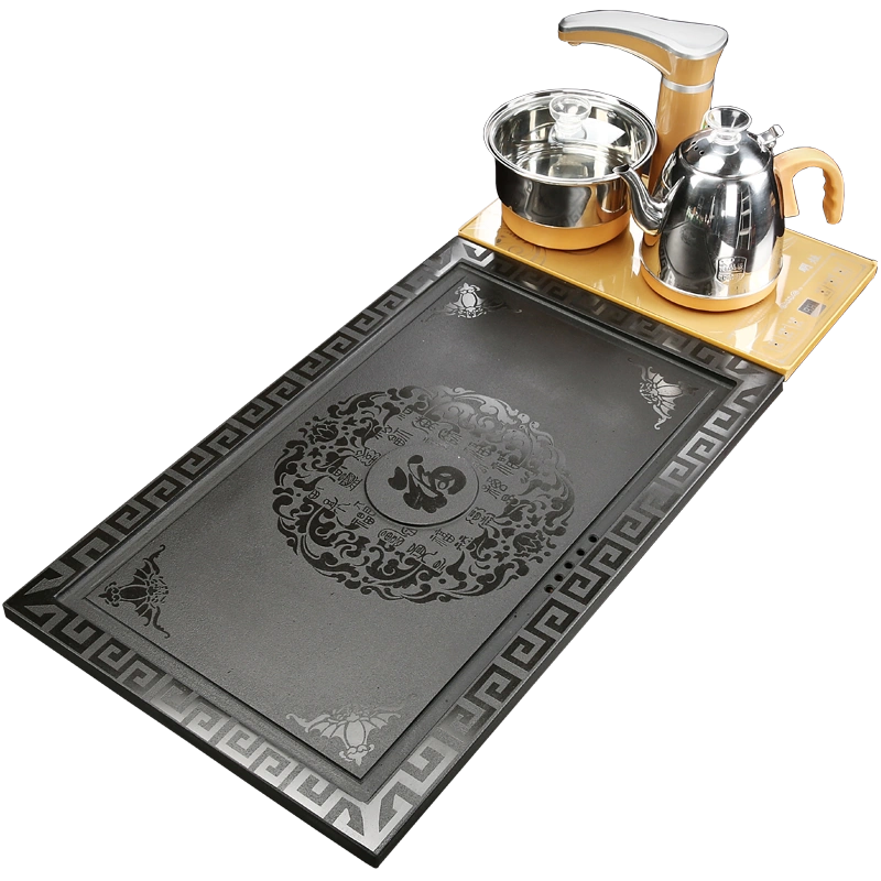 全自动家用乌金石头茶盘整块实木茶海茶台功夫茶具四合一电磁炉L-Taobao 