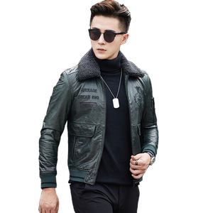 Leather leather clothing men's short leather locomotive leather jacket lapel down leather jacket tide 10-2628
