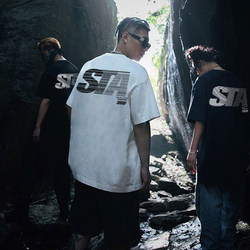 Sta Official Store Gradient Runway Graphic Short-Sleeve National Trend Brand American Style Couple Summer Loose Round-Neck Half-Sleeve T-Shirt for Men