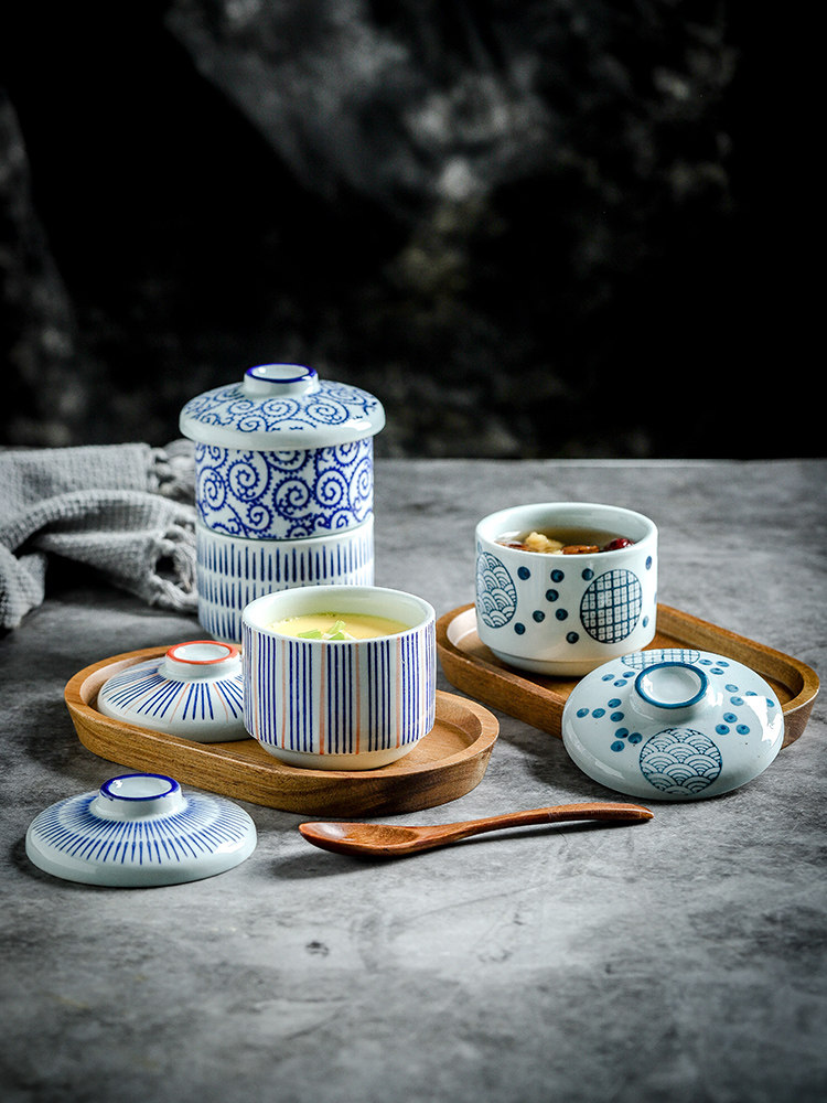 Set da 6 pezzi piatti giapponesi in ciotola di riso, bacchette, cucchiaio da tavola in ceramica per uso domestico  15