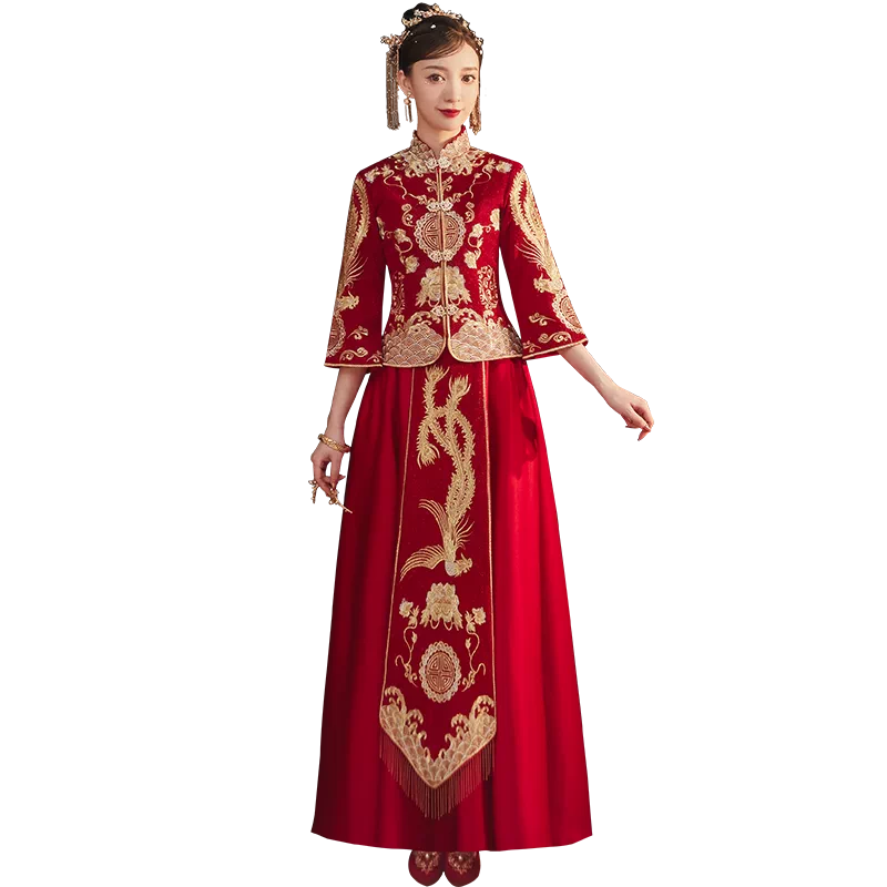 秀禾服春季新娘2025新款結婚薄款秀禾服女中式嫁衣小個子婚紗秀禾-Taobao