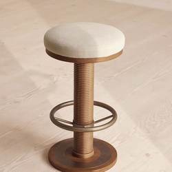 Modern Light Luxury Style Home Island Chair Solid Wood Metal Cafe Leisure High Stool Hotel Homestay Reception Bar Chair