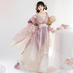
Simple feathers, flower and kite moon, new Hanfu women's Wei and Jin style, Southern and Northern Dynasties, daily fairy-like spring and summer suit