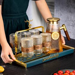 Glass Cold Water Jug, High Temperature Resistant, Stylish Water Container, Large Capacity Fruit Tea Pot, Water Bottle for Refrigerator, Household Use