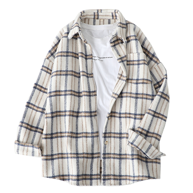 Korean version of woolen plaid coat female autumn and winter students ...