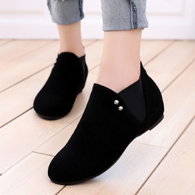 Genuine leather short boots women's flat boots plus velvet women's shoes soft sole frosted cowhide shoes casual large size winter mother's shoes