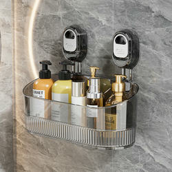Suction Cup Storage Rack, No-Drill Wall-Mounted, for Bathroom, Washroom, Sink, and Cosmetics Storage Box