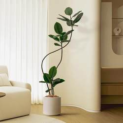2025 New Upgraded High-End Light Luxury Rubber Tree Artificial Green Plant Large Potted Plant for Living Room Indoor Fake Plant Floor Decoration