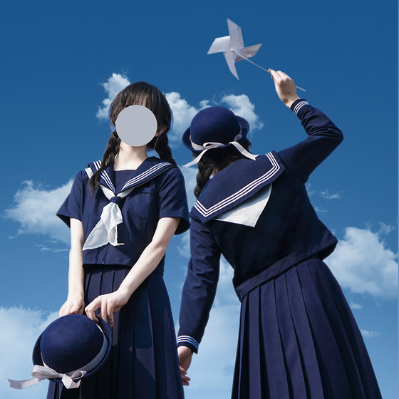 
Shanchuan Club JK full blue zipper jk basic sailor suit original orthodox skirt three-book college style uniform
