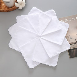 28cm Thin All-White Edge Vintage Nostalgic Soft Handkerchief Unisex Pure Cotton Handkerchief DIY Embroidered Hand Towel