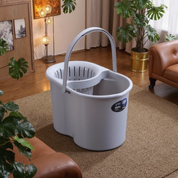 Jiadongli Household Hand-Pressed Mop Bucket, Cleaning Bucket, Plastic Rotating Wringer Bucket for Squeezing and Drying
