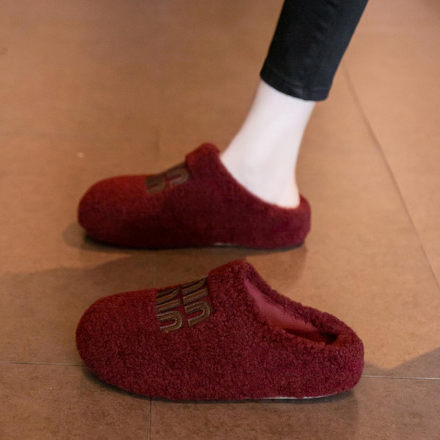 Baotou half slippers women's velvet snow boots 2025 winter new style slip-on outer wear warm cotton shoes furry slippers