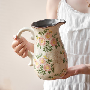 
Original design French retro ice crack milk bottle ceramic vase water flower arrangement living room flower arrangement decoration ornaments