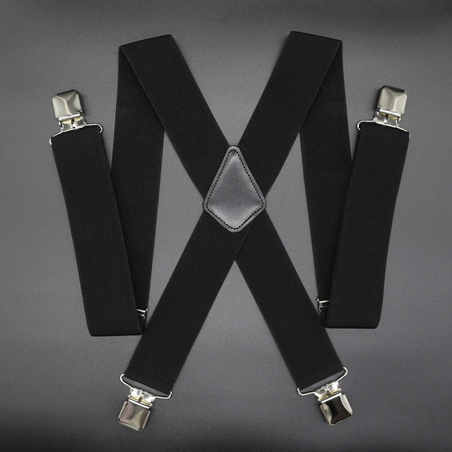 Men's strap trousers elderly hang trousers 5cm outdoor men's fat men's trousers shoulder straps adult 4 clips strap clip