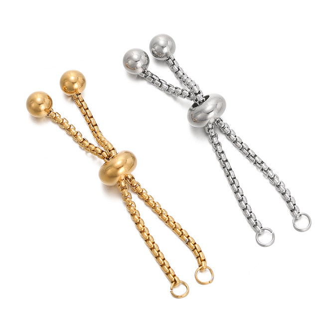 Stainless steel pull-out silicone small gold ball box bracelet adjustable extension chain DIY bracelet telescopic chain accessories