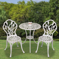 Outdoor Cast Aluminum Tables and Chairs, Courtyard Garden Wrought Iron Leisure Chairs, Terrace Balcony Outdoor Table and Chair Set, Three or Five-Piece Set