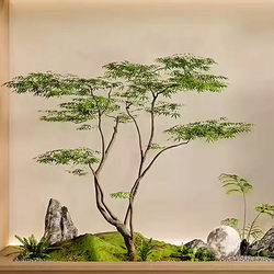 Artificial Maple Tree Greenery, Chicken Claw Maple Landscape, Window Display, Shopping Mall, Tea Room Plant Decoration Ornament Set