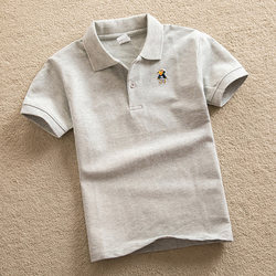 Boys' Short-Sleeved T-Shirt, Pure Cotton Polo Shirt, Children's Summer Clothing, Kids' Half-Sleeve Top, Collared T-Shirt, Trendy for Older Children and Toddlers