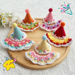 Pet hat, cat birthday hat, accessories, cute scarf, woven bib, doll photo decoration, small dog bib
