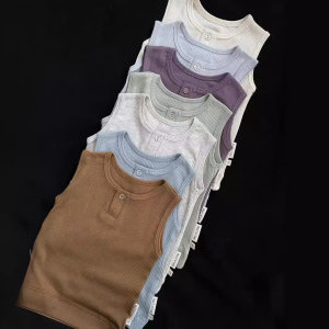 
Summer Nordic style Lenzing Modal cotton super comfortable sleeveless T-shirt vest for boys and girls for home and outdoor wear