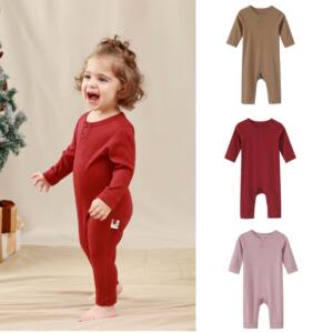 
Spring and Autumn Baby Modal Long Sleeve Climbing and Glutinous Boneless Sew Baby Men's and Women's Onesie Pajamas