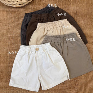 
25 spring and summer new style comfortable and breathable outdoor cotton and linen blended basic shorts for boys and girls and babies