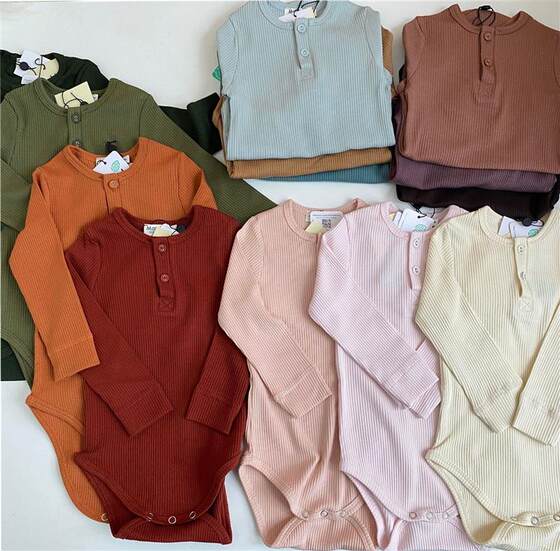 
Nordic style modal cotton elastic baby harp clothes, butt clothes, baby triangle crawling clothes, onesie long sleeves