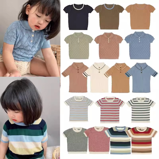 Spring and summer Custom Danish children's clothing baby organic cotton short -sleeved sweater, male girl polo shirt T -shirt, soft and soft
