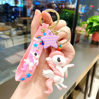 Fantasy Rainbow Horse Pendant Keychain - Cute Girly Unicorn Bag Ornament