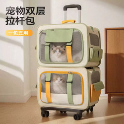 Cat Carrier, Portable for Two Cats, Large Capacity Airline Crate, Cat Box, Small Dog Carrier, Pet Trolley Box for Outings