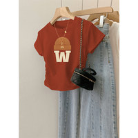 正肩短袖t恤女2025夏季新款独特半袖高级收腰修身小个子短款上衣