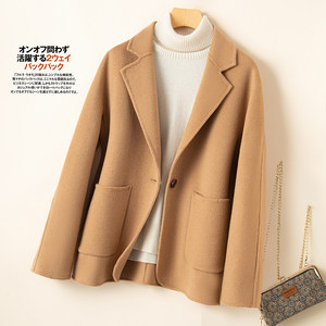 
Neat little suit double-sided cashmere coat women's short style Korean style autumn and winter new loose woolen coat