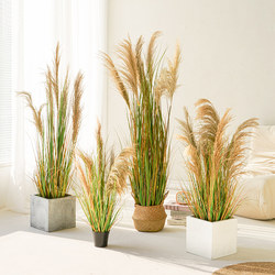 Reed Grass Artificial Flower Plant Floor-Standing Potted Plant Home Living Room Shop Indoor Landscaping Clothing Store Decoration Fake Tree