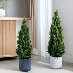 Simulated Green Plants, Pine and Cypress Trees, Indoor Decorative Ornaments, Potted Plants, Large Bionic Green Plants, Floor-Standing High-End Artificial Trees