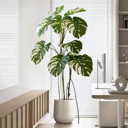 Simulated Plant Artificial Tree Indoor Living Room Floor-Standing Large Monstera High-End Bionic Green Plant Potted Decorative Ornament
