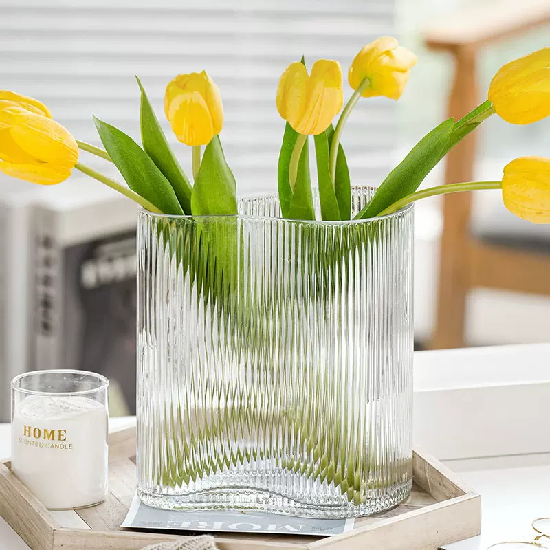 简约创意北欧风ins玻璃透明花瓶水养玫瑰百合花插花餐桌客厅