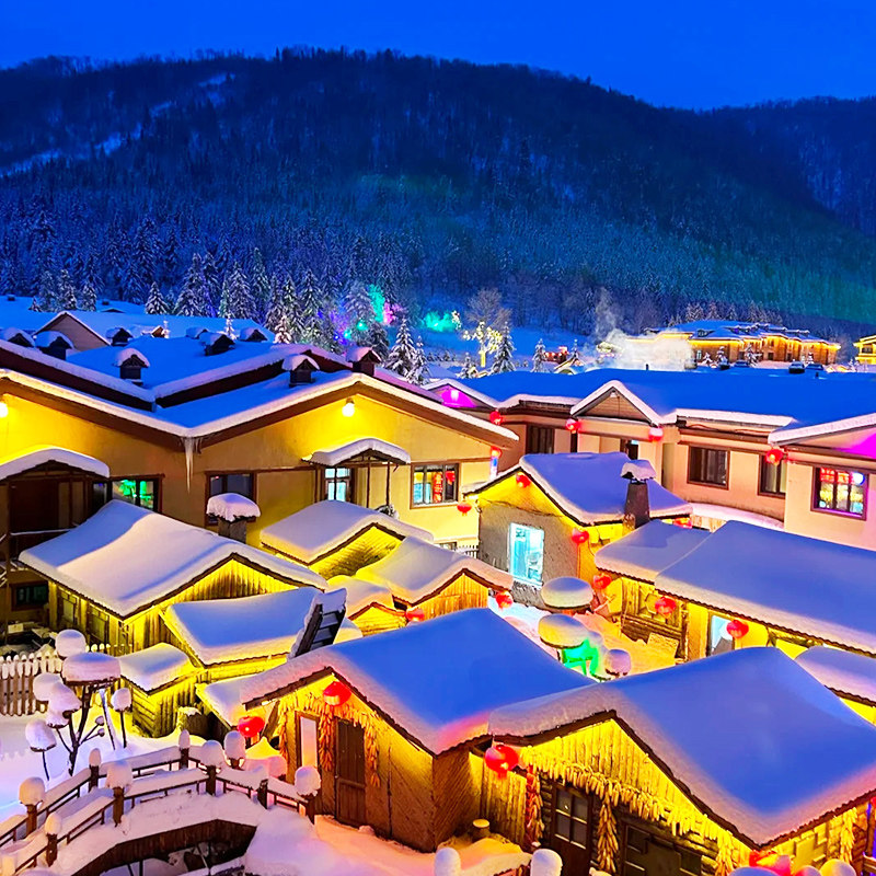 哈尔滨接团亚布力滑雪中国雪乡纯玩无购物轻奢5日2-12人跟团游